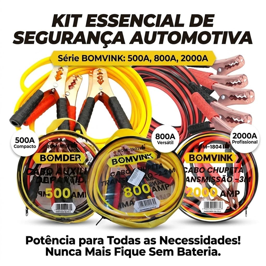 Cabo Carregador Bateria Chupeta Carro Bomvink 500amp 800amp 2000amp Bom-1801 Bom-1802 Bom-1804
