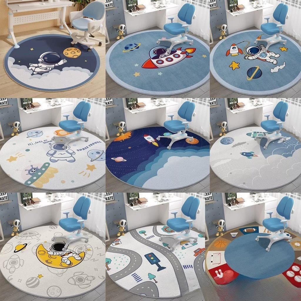 Tapete Redondo 3D Astronauta para Crianças Meninos, Sala de Estar, Quarto e Cozinha 100 * 100 cm 120 * 120 cm 140 * 140