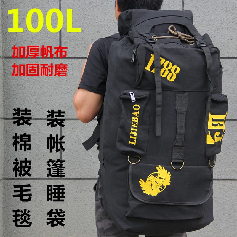 100L Extra grande lona mochila de viagem masculina grande capacidade mochila de escalada ao ar livre saco de bagagem de
