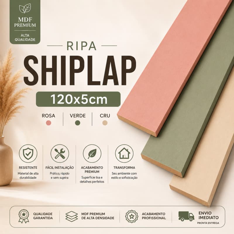 Kit Painel Ripado Shiplap MDF 120x5cm Decorativo Premium Envio Full