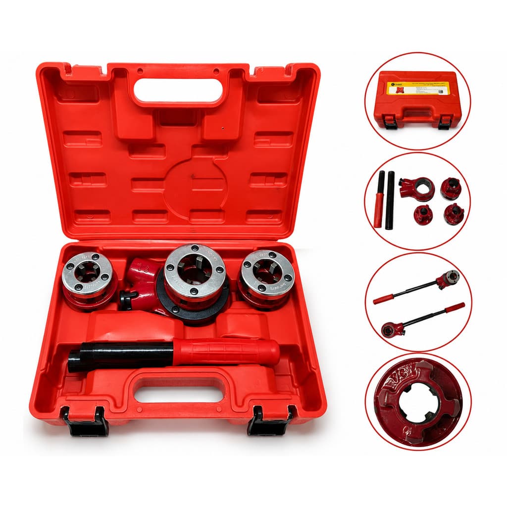 Tarraxa Manual Para Cano Metálico BSPT 1/2 3/4 1 Pol 4 Peças