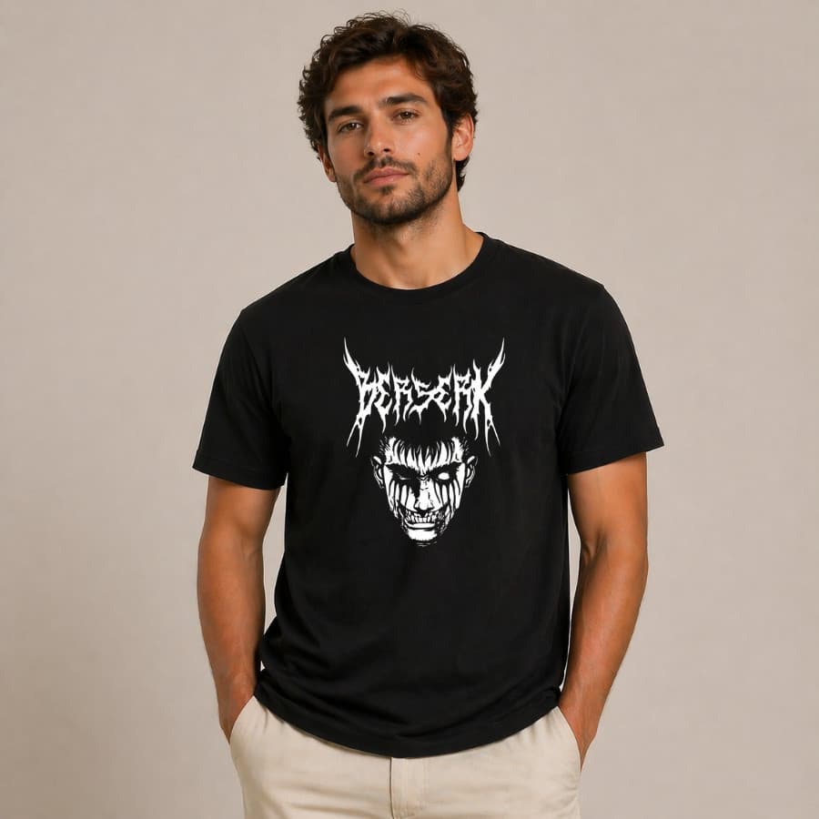Camiseta Berserk Unissex Blusa Algodão Gola Redonda Camisa Confortável Casual Streetwear