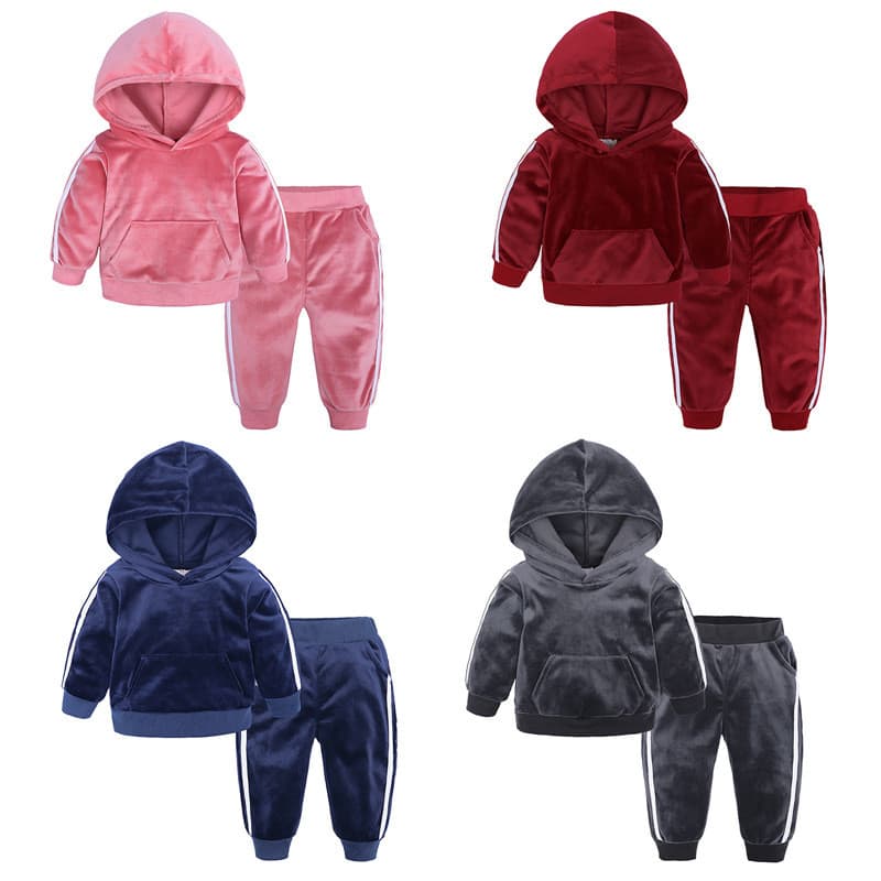 Crianças crianças ternos meninos meninas outono inverno roupas médias pequenas crianças veludo dourado ternos de duas pe