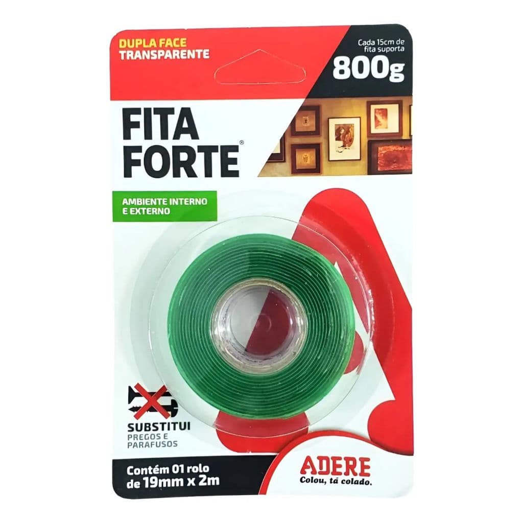 Fita Dupla Face Forte Transparente 19mm X 2m Adere
