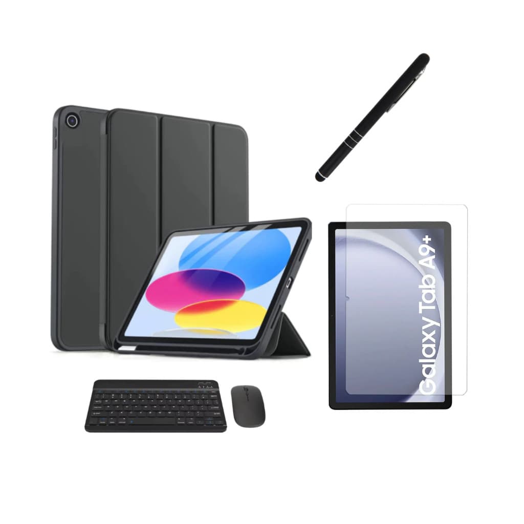Kit Completo Capa Smart + Película + Mouse + Teclado Caneta Para Galaxy Tab A9+ X210 X215 X216
