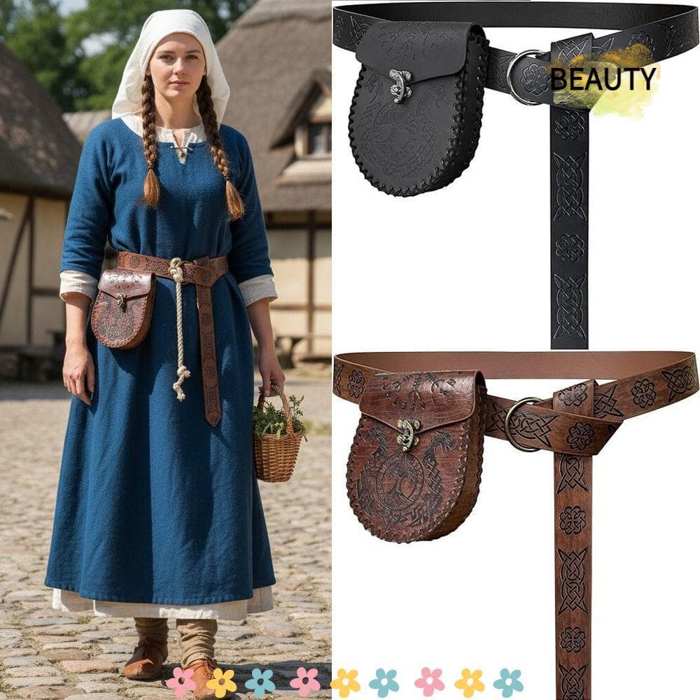 BEAUTYHOMEBR Cinto De Cavaleiro Medieval , Cintos De Bolsa De Cintura Renascentista De Couro PU , Conjunto Viking Em Rel