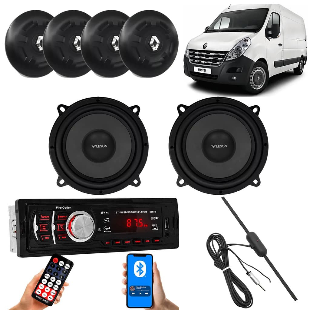 Som Mp3 Bluetooth Falantes 5p 280w Calotas Renault Master Cr