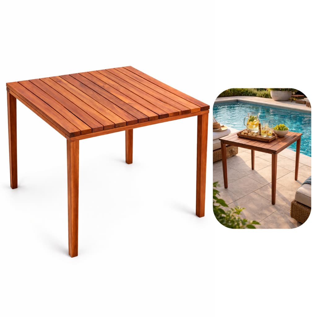 Mesa De Madeira Quadrada Desmontável Portátil Pescaria Camping Area Externa 60x60 Cm