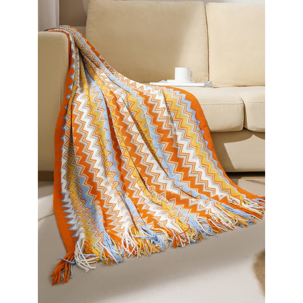 Cobertor boêmio para sofá, cobertor para cochilo de escritório, estilo étnico de malha, cobertor de cabeceira, ar condic