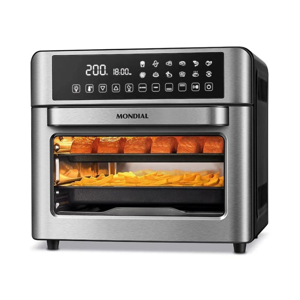 Air Fryer e Forno Elétrico Oven Digital 25L Mondial Preto Inox 2000W AFO-25L-BI