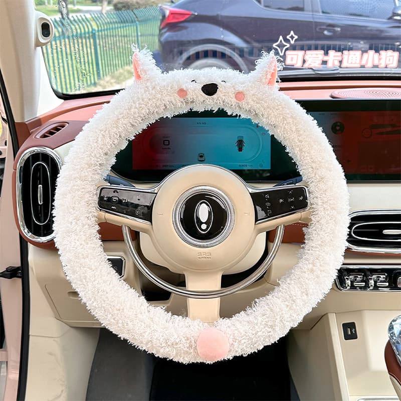 Capa de volante do carro inverno feminino pelúcia quente 2026 novo estilo bonito anti-deslizamento anti-congelamento mão