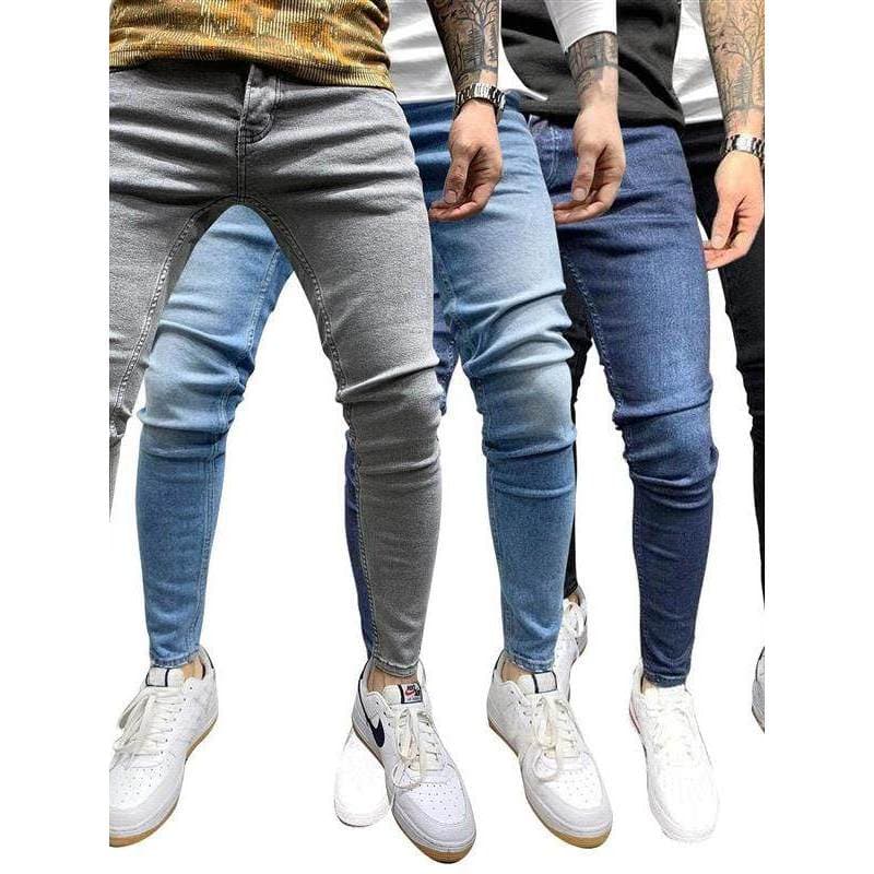 2026 novo estilo europeu americano masculino estiramento jeans magros calças casuais americanas na moda jeans masculinos