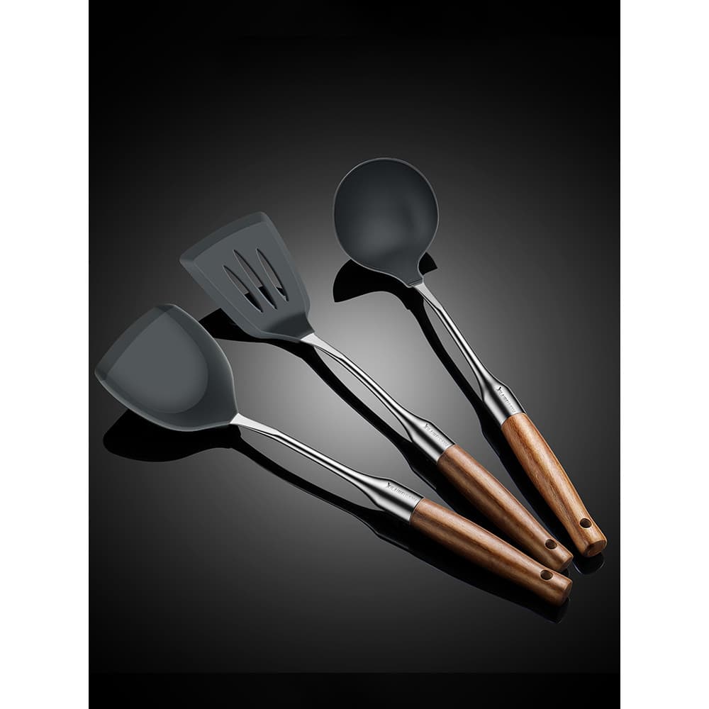 Espátula de Silicone doméstica, resistente a altas temperaturas, utensílios de cozinha, colher para fritar, panela antia