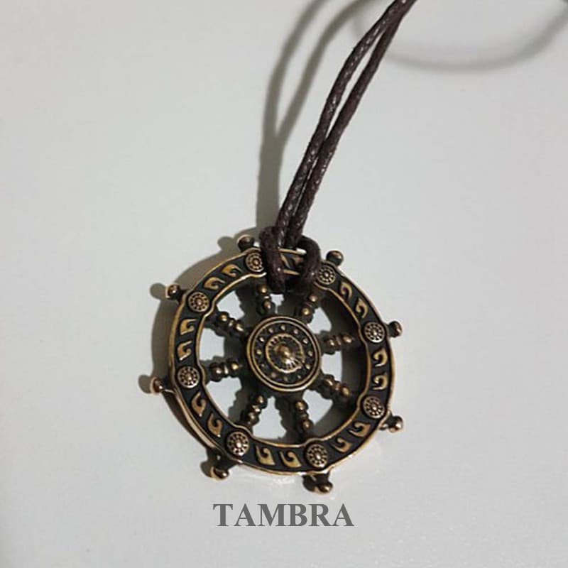 Tambra Dharma Roda Da Vida Samsara Pingente Amuleto Budista Talismã Colar