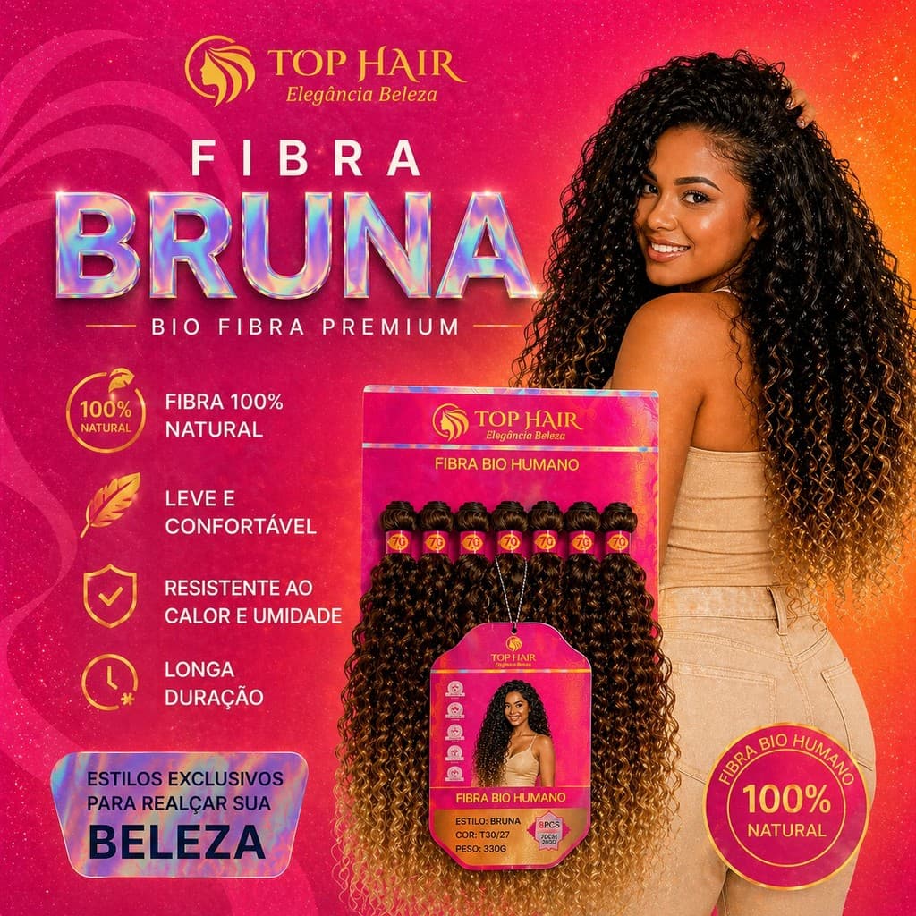 Top Hair Cabelo Cacheada 70cm 8peças Fibra Bio Humano Para Trança Crochet Box Braids Twist Jumbo Volume BRUNA
