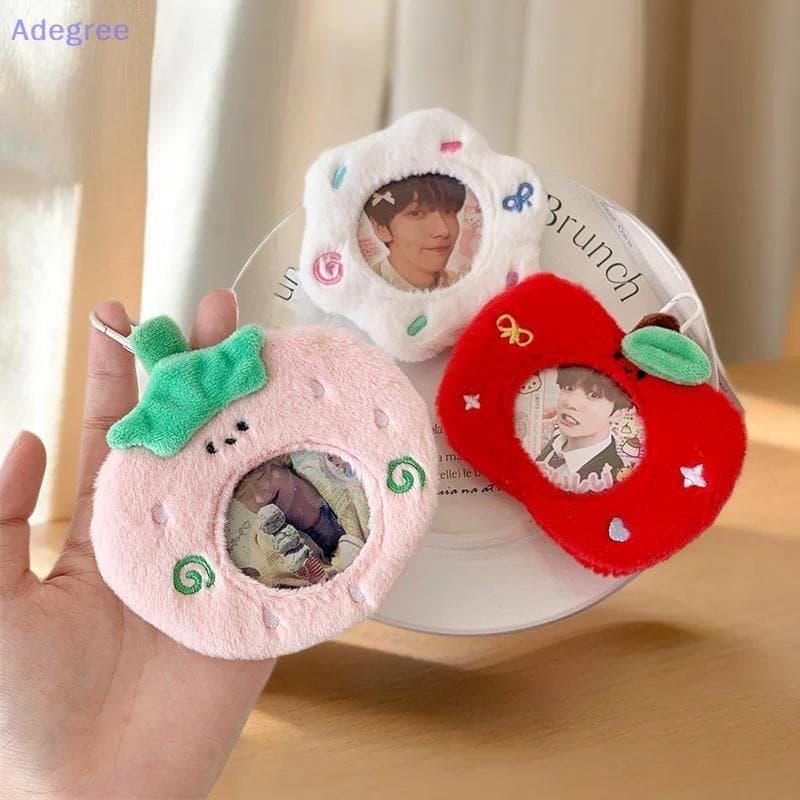 Adegree Porta-Cartões De Pelúcia Fofo Fotográficos Idol Photo Display Anime Crachá Armazenamento Capa Protetora Chaveiro