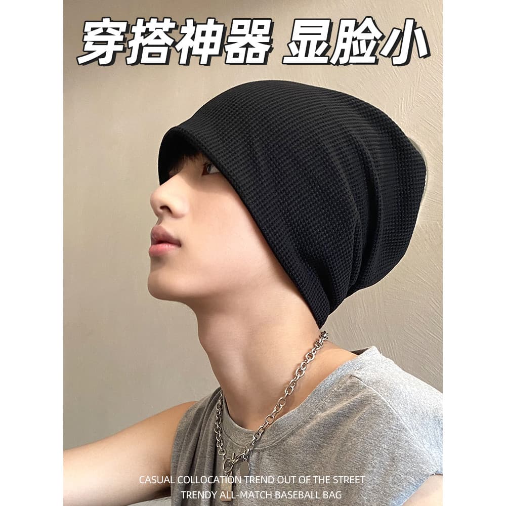 Chapéu preto masculino primavera outono chapéu de lã chapéu frio grande circunferência da cabeça boné de malha chapéu de