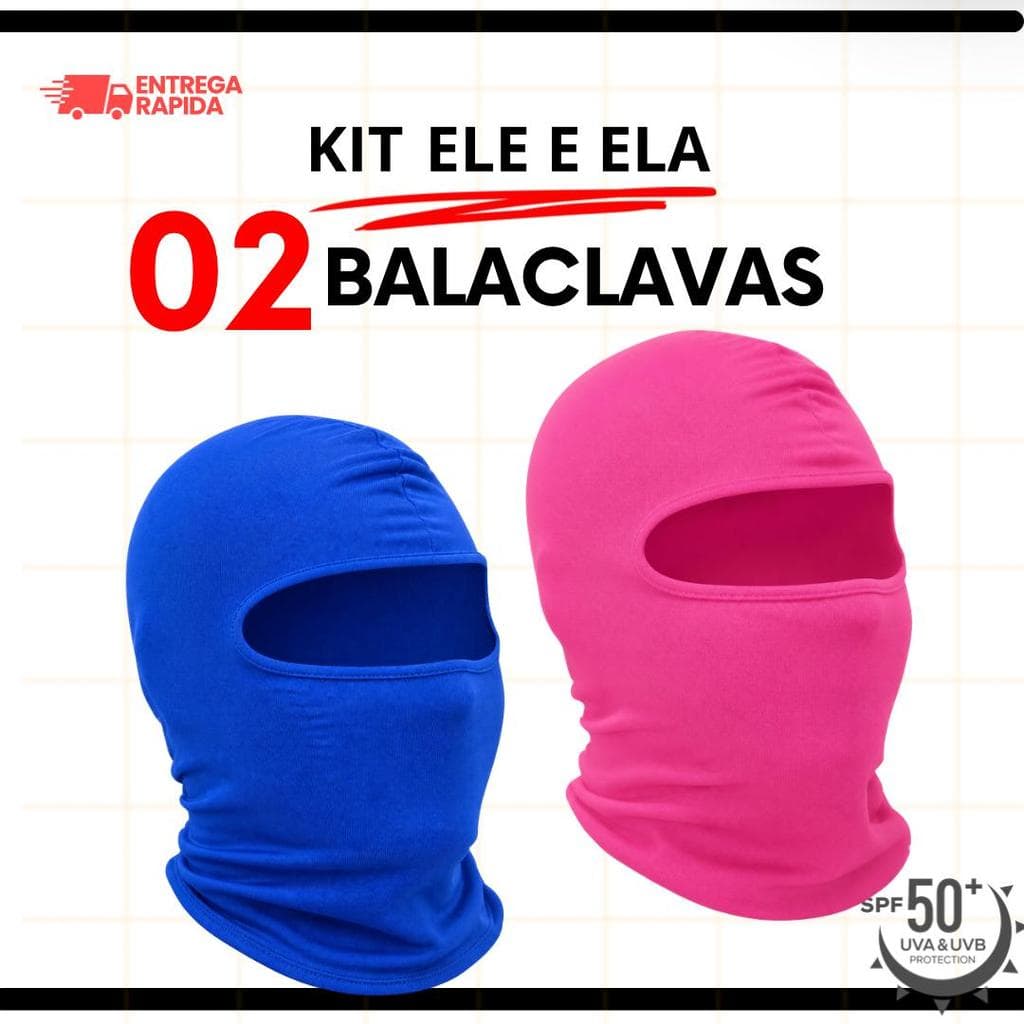 Kit Azul e Rosa Touca Ninja Máscara Balaclava touca Ninja Moto Proteção UV Térmica Leve Respirável Esportiva