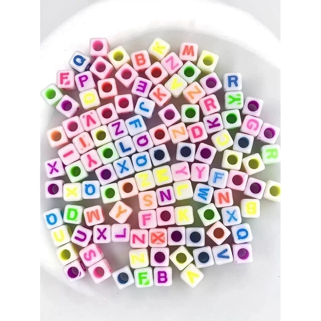 650 Pçs Miçanga Infantil Letras Colorido Alfabeto 100grama