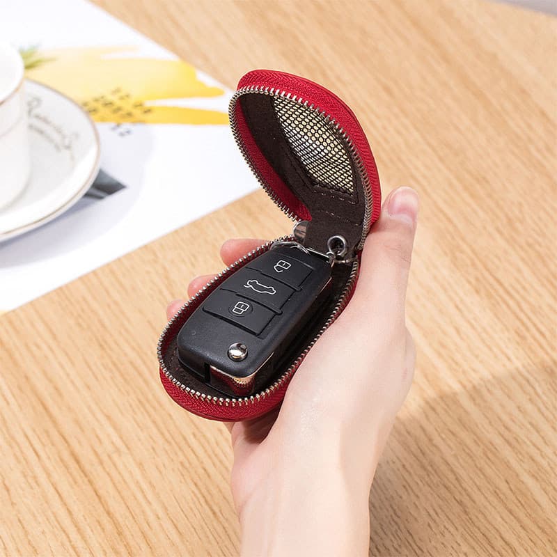 Novo Universal inteligente controle remoto masculino botão teto solar simples caso chave do carro zíper feminino couro c