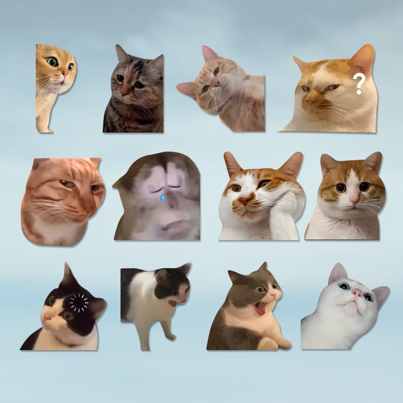 [V-KOL] Bonito Engraçado Memes MEME Gato Expressão Surpresa Único Criativo Adesivos de Carro Notebook Adesivos de Bagage