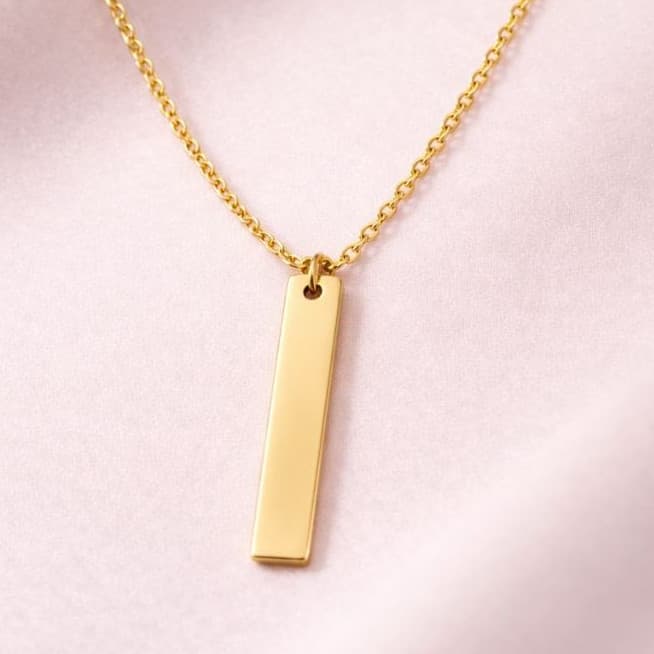 Colar Pingente Retangular Aço Inox Dourado Moda Minimalista Elegante Corrente Gargantilha Presente