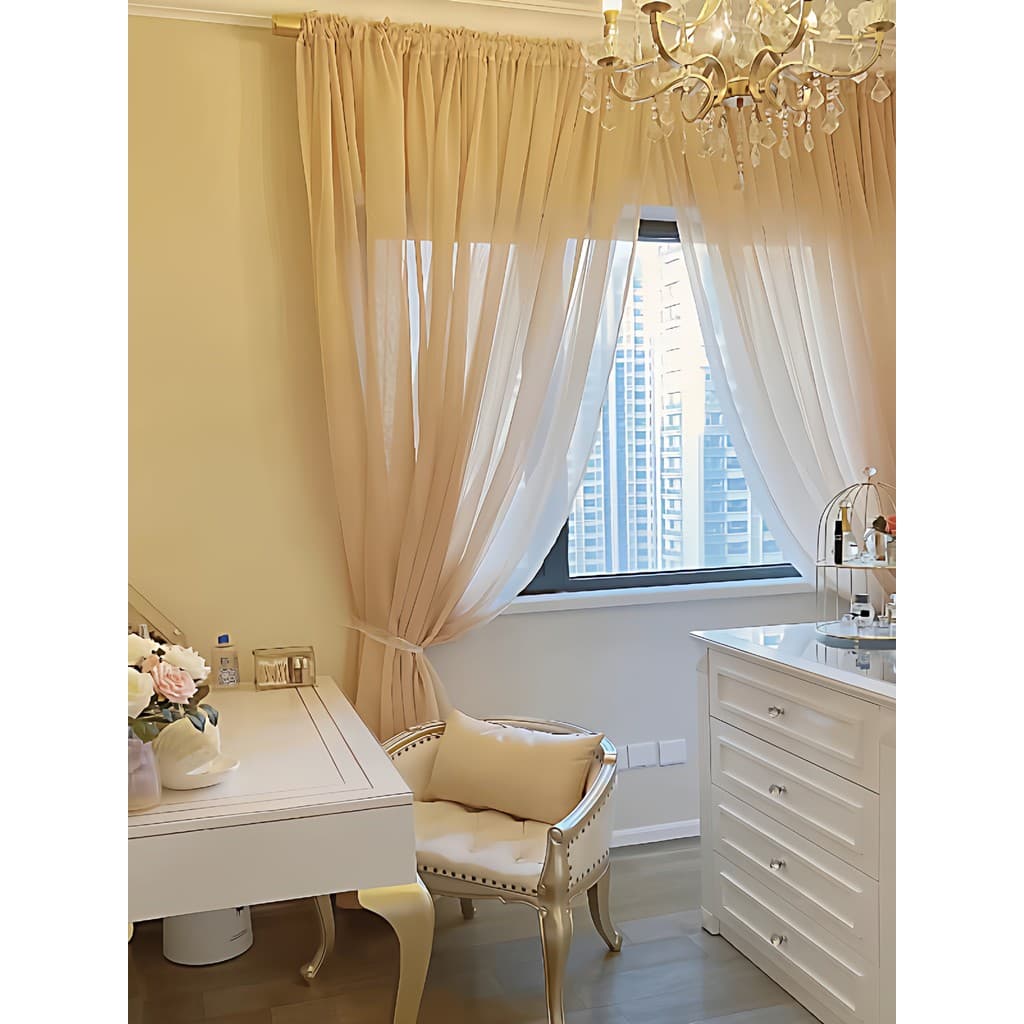 Luz decorativa de luxo High-End protetor solar isolamento gaze varanda sala estar cortina quarto estilo creme francês co
