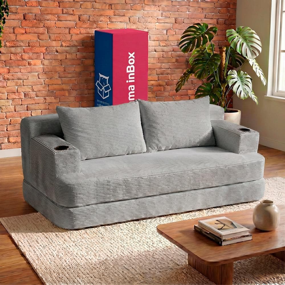 Sofá Cama Nami 1,50m Xpand Tech Tecido Velourê Cinza Claro Cama inBox