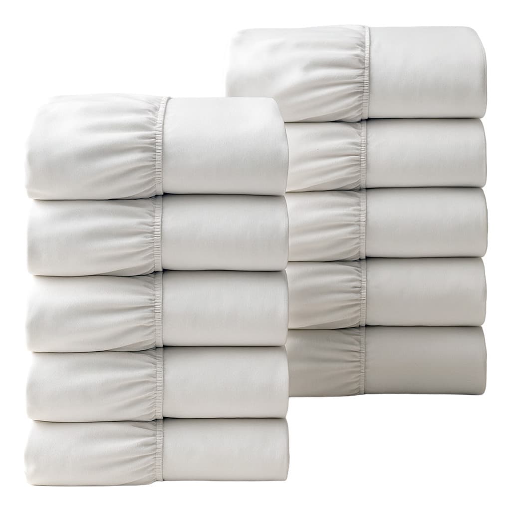 Kit 10 Lençol Cama Queen Branco 400 Fios Com Elástico para Hotel Pousada