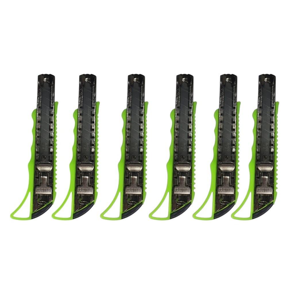 Kit Com 6 Unidades Estilete Verde Profissional Resistente Corte Preciso Papel Plástico Papelão