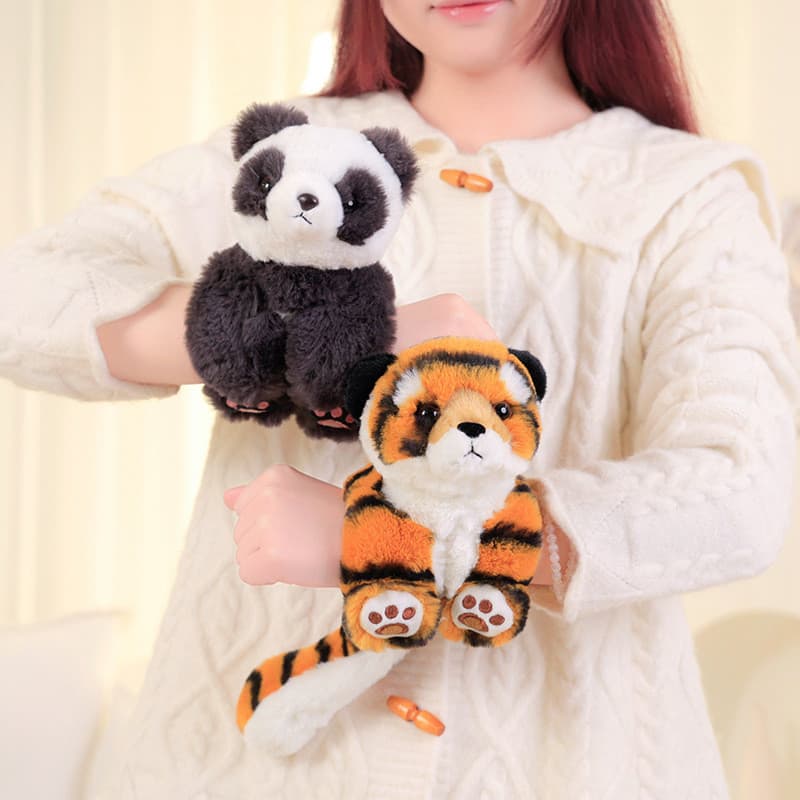 Animal boneca Pop anel brinquedo de pelúcia simulação tigre coelho palmas pulseira presente das crianças