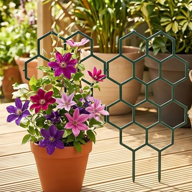 Treliça De Plantas Com Design De Favo De Mel De 4-1 Unidade-Suporte De Plástico Empilhável-Estrutura De Escalada De Jard