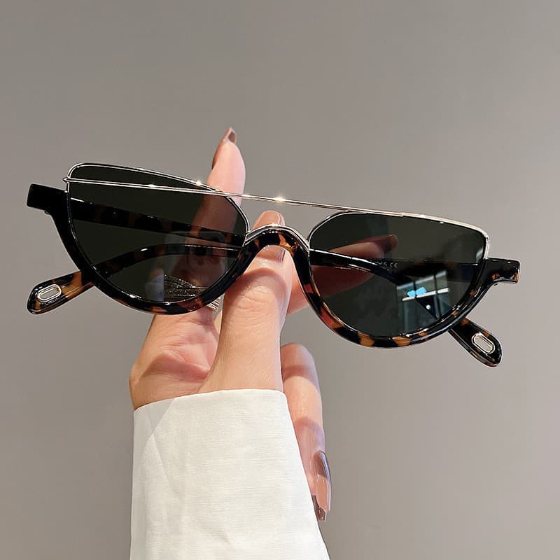 Óculos de Sol Vintage Semi-redondos para Homens e Mulheres, Estilo Retrô, Cores Vibrantes, Proteção UV400--*--*--*&-&