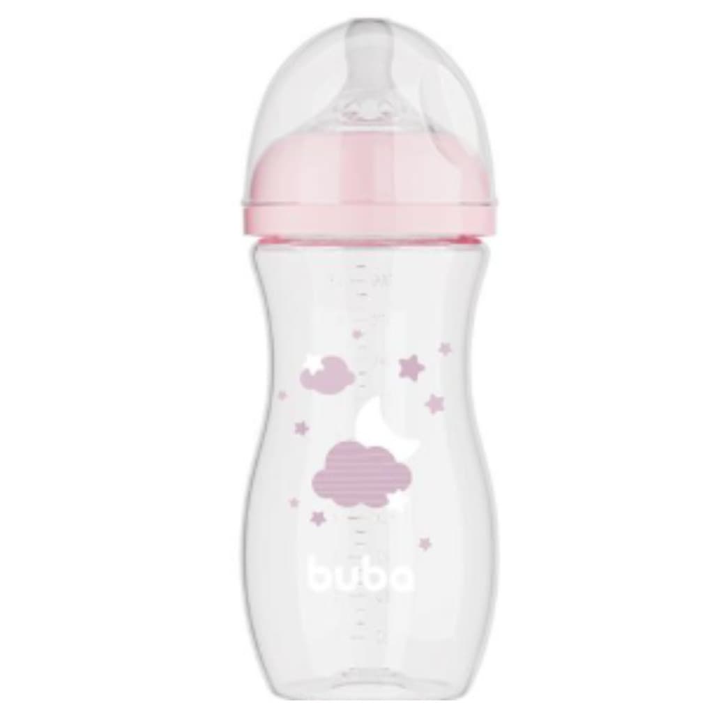 Mamadeira Buba Easy Flow 330ml Nuvem Rosa Anticólica