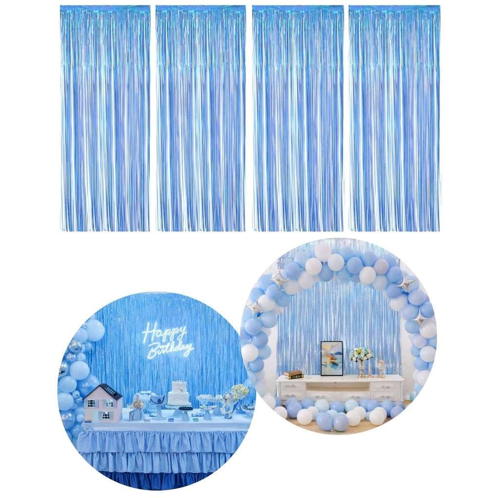 Kit 4 Cortinas Metalizada Fita Decoração Painel Festa Franja