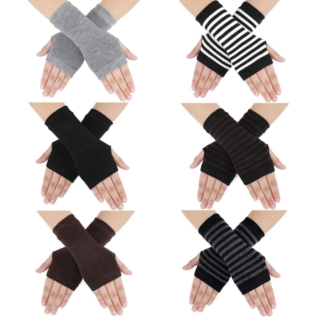 SATINIOR 6 Pares de Luvas Femininas Sem Dedos, Elásticas e Quentes, com Abertura para o Polegar, para Inverno e Primaver