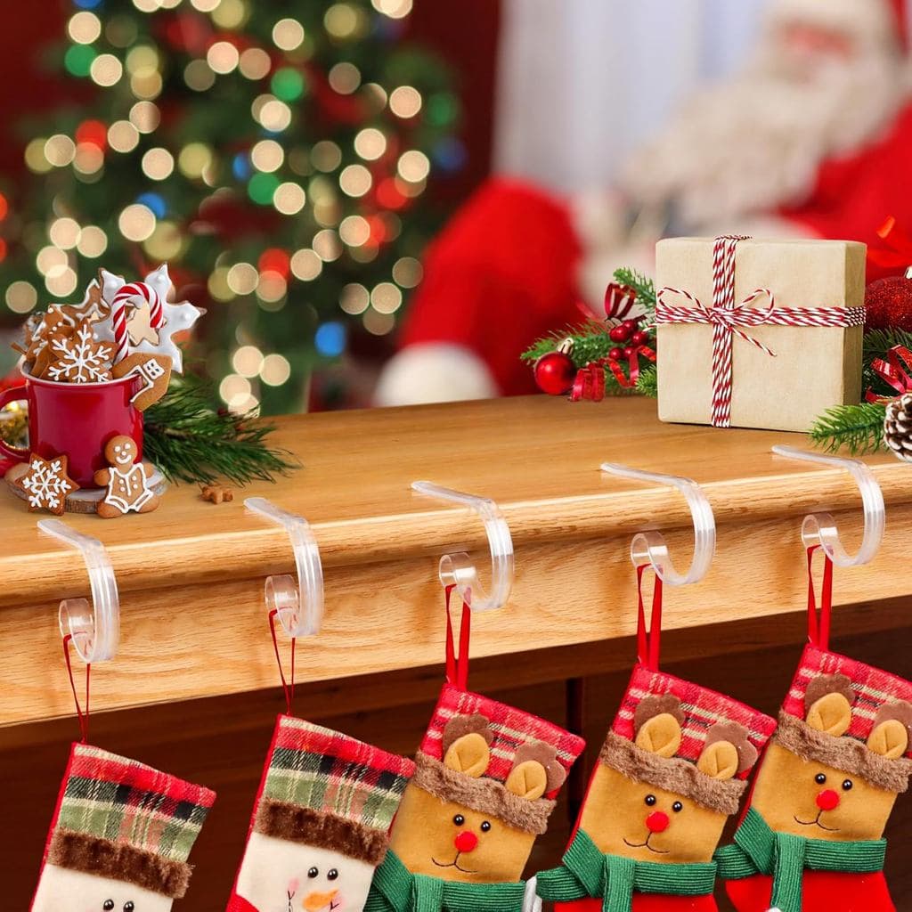 Suportes para Meias de Natal para Lareira, Conjunto de 16, Suporte Leve para Meias com Gancho Lareira e Suporte par
