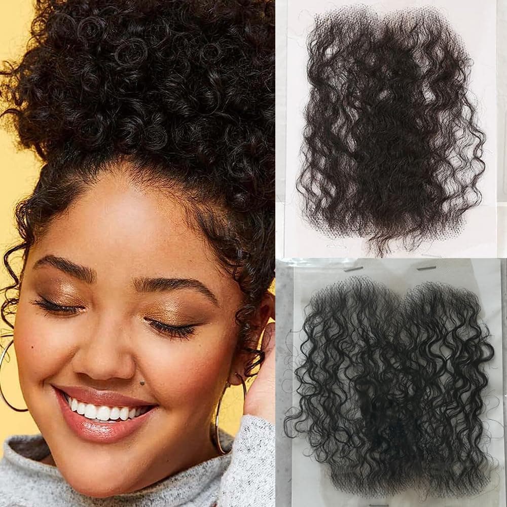 Faixas de Cabelo de Bebê em Renda Suíça HD, Cabelo Humano Cacheado Real, Reutilizável, Mais Natural para Mulheres, Linha