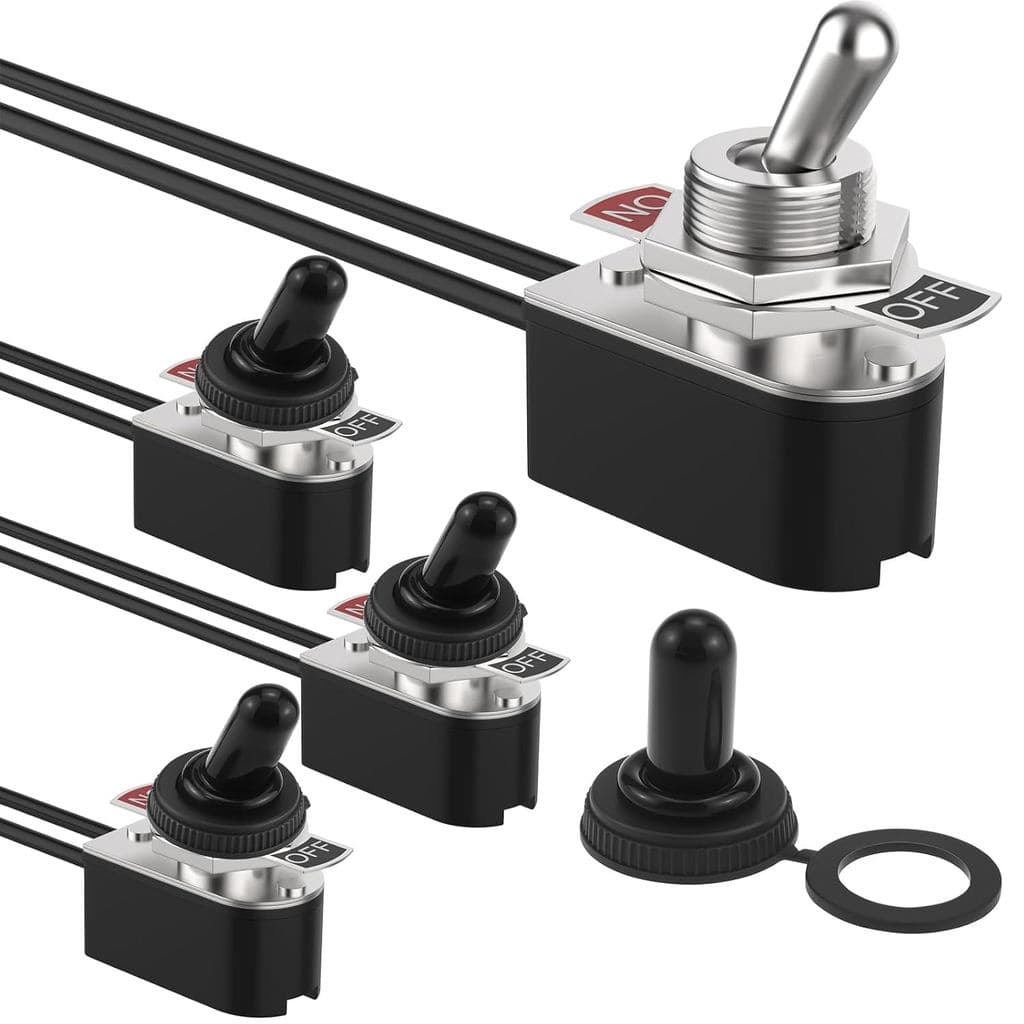 4 Peças de Interruptor de Alavanca de Alta Resistência com Cabo de 5,1", 6A/125V 3A/250V SPST 2 Pinos ON/Off, Interrupto
