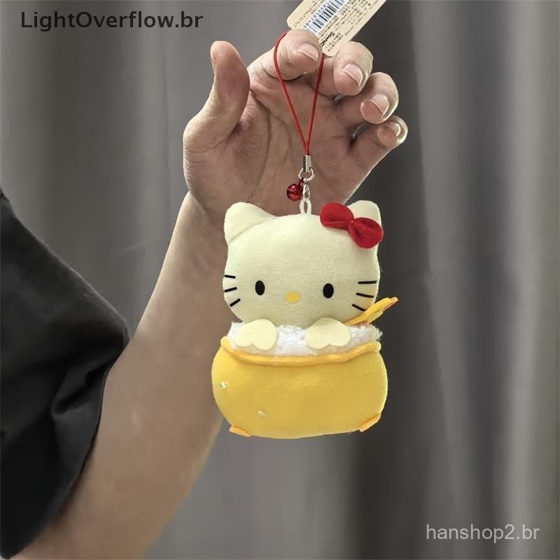[LightOverflow] Desenho Animado Sanrio Cute Hello Kitty Boneca De Pelúcia Brinquedos Chaveiro Pingente Mochila Decoração