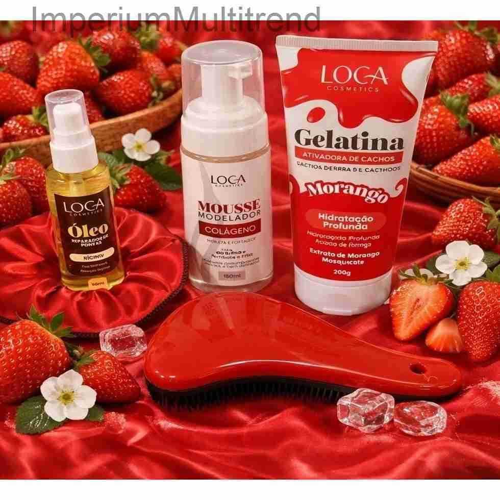 116/120 Gelatina de Morango 200g, Óleo 60ml, Mousse Colágeno e Escova MágicaRMIQ