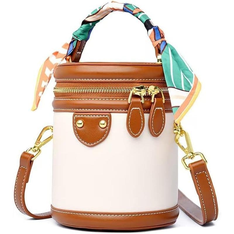 Mini Bolsa Crossbody Balde Para Mulheres Couro Vegano S Ombro Redondo Alça Redonda Requintada Com Cordão De Laço De Seda
