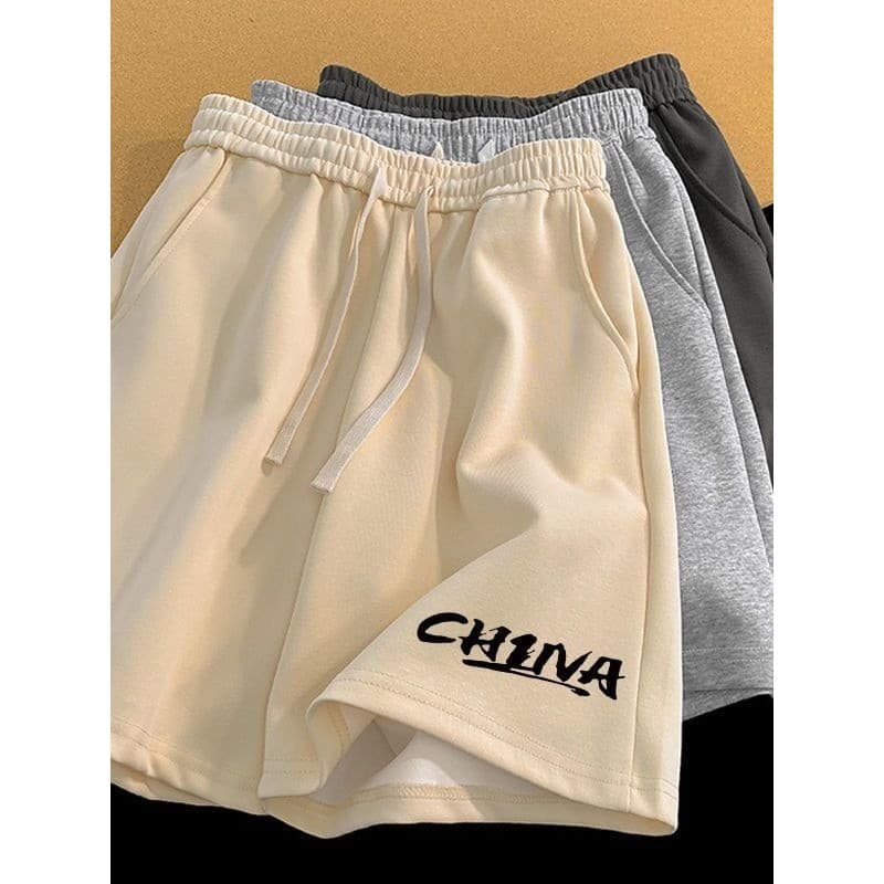 2025 verão novo estilo Casual calças cortadas femininas soltas Shorts esportivos americanos cintura elástica All-Match c