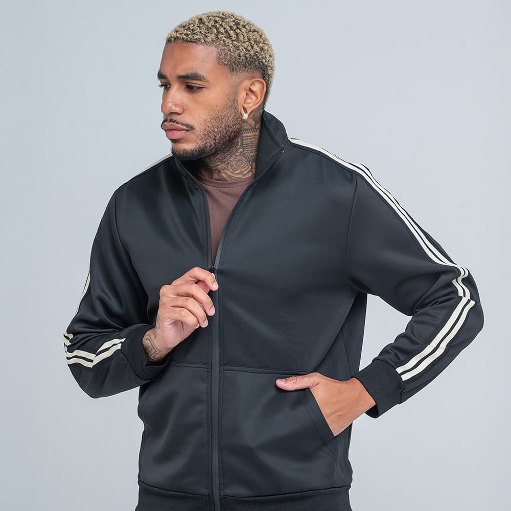 Jaqueta Track Jacket Masculina Listras Esportivo Preto