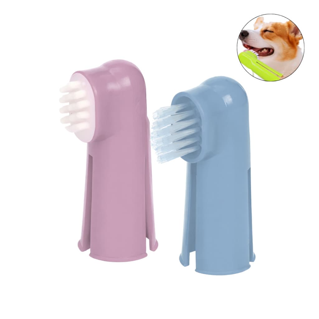 2 Dedeiras Escova Dental Cães Gatos Elimina Tártaro Mau Hálito Higiene  Pet