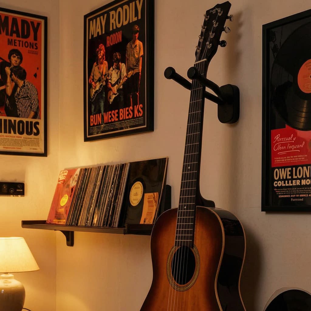 Suporte de Parede para Violão e Guitarra Compacto Seguro Organizador Estúdio Quarto Prático