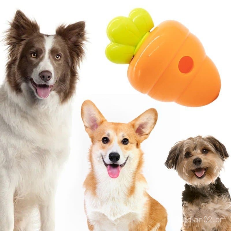 yu Fun Pet Treats Feeder Toy Cenoura Forma Alimentador Lento Dispensador Para Cães Gatos