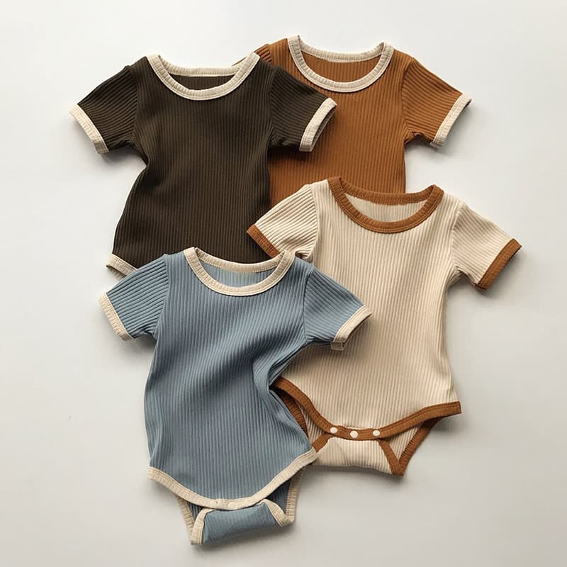 Ins estilo Retro bebê primavera verão estilo fino puro algodão bebê macacão infantil Pit Strip contraste cor triângulo m
