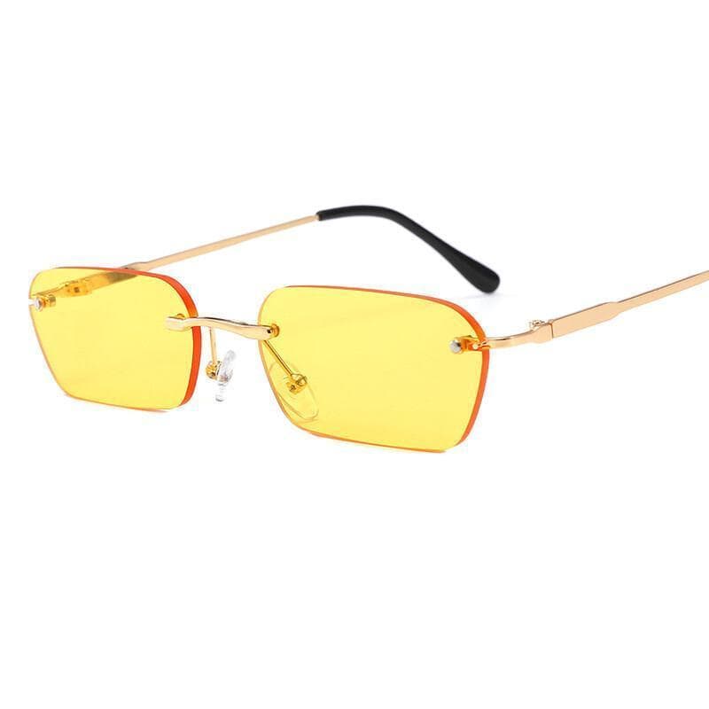 Óculos de Sol Sem Armação UV400 da Moda, Tendência em Vermelho, Azul e Amarelo, Óculos Retangulares para Homens