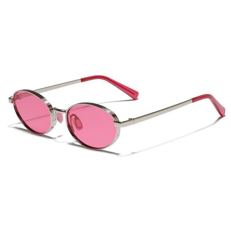 Novos Óculos de Sol Ovais de Metal para Mulheres, Estilo Fashion, Cores Vibrantes, Retro Punk, Óculos de Sol para Homens
